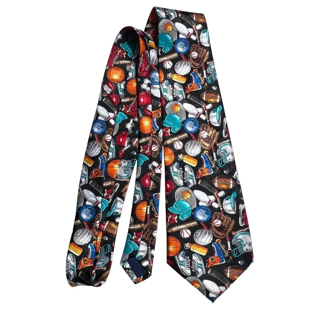 Naboth Mens Multicolor Baseball/Football Tennis/Hockey/Bowling Sport Novelty Tie